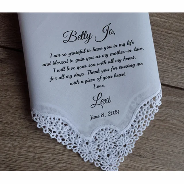 Egyéni Esküvői Hankies, Személyre Szabott Anya Jogi Ajándék Zsebkendő, A Menyasszonynak És Vőlegénynek Lányának, Szerkeszthető