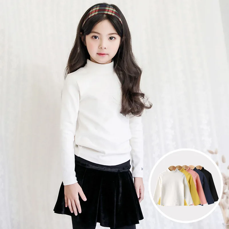 

Fashion Design Girls Autumn and Winter Undershirt Baby Girls Thickened Elastic Basic Shirt Kids High-collar Basic Shirt, #8064