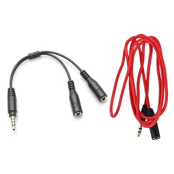 

1pcs 3.5mm Male to 2 Female Headset Y Cable Splitter Adapter & 1pcs 3.5mm Headphone Audio Extension Cord Male to Female