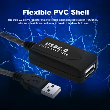 

SuperSpeed USB 2.0 Active Repeater Male to Female Extension Cable Adapter Cord 32ft (10 meters)