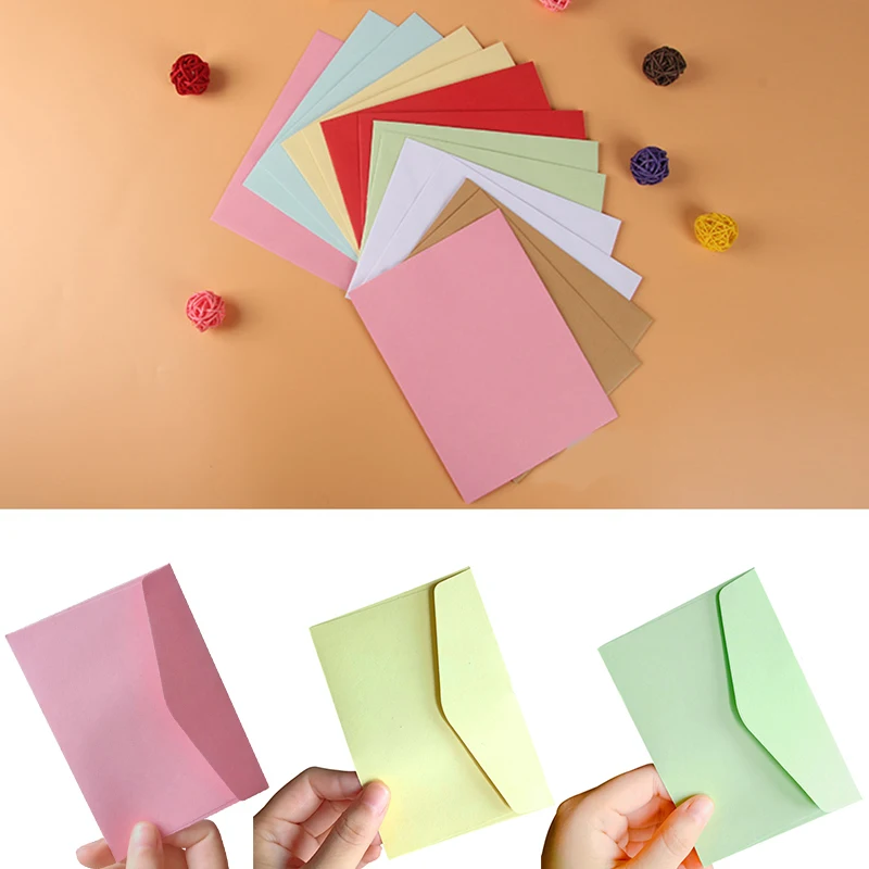 

10Pcs/Set Candy Color Mini Envelopes DIY Multifunction Craft Paper Envelope For Letter Paper Postcards For Office School