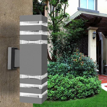 

E27 Outdoor Lighting Courtyard Porch Led Waterproof Dual Head Decorative Wall Lamp Sconce Garden 10W Cylinder Exterior Up Down