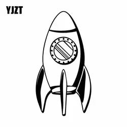 YJZT 8,5 см * 16,2 см мультфильм ракета Запуск Ослепительная виниловая наклейка интересный автомобиль милый стикер черный/серебристый C27-1265