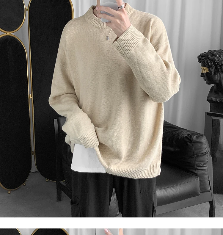 Однотонный мужской свитер корейский стиль базовый пуловер и свитеры для мужчин