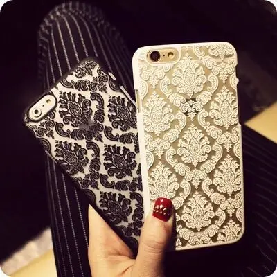 

hot For iPhone X 5 5C 5S 4 4S 6 6S 7 8 PIUS Phone Case Silicone Soft Tpu Lace Pattern Court Flower Frosted Cover Coque Funda