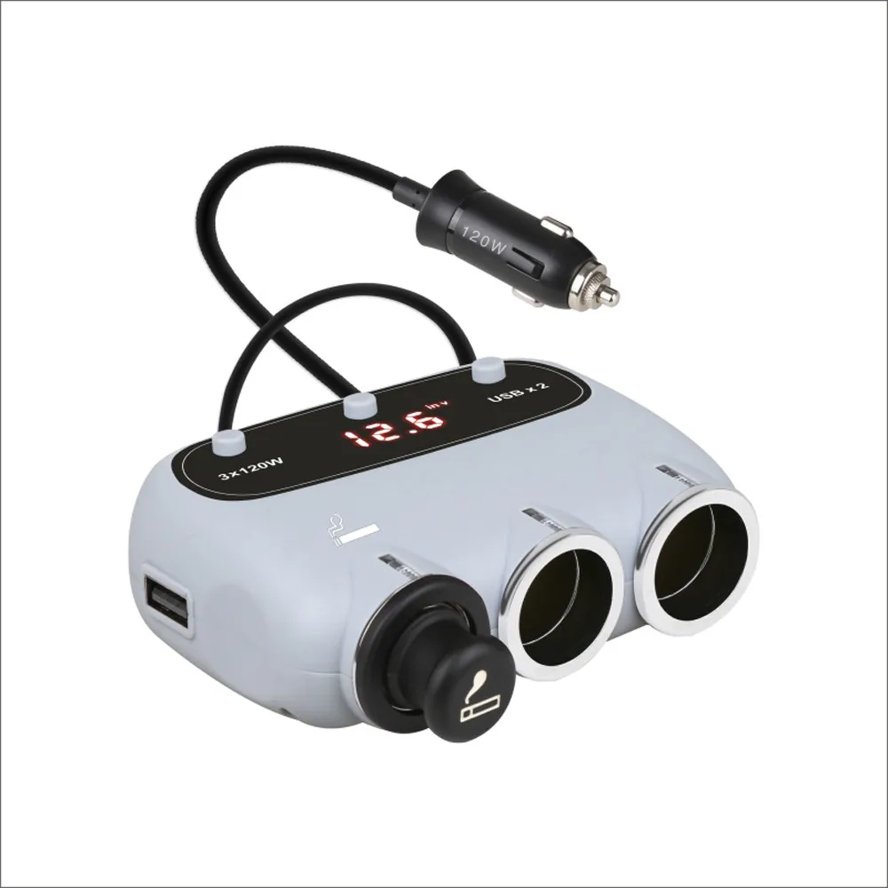 Белый 3 гнезда прикуривателя автомобиля адаптер Dc Outpet 12 v/24 v Dual Usb Автомобильное зарядное устройство автомобильное зарядное устройство Универсальный мобильный телефон для huawei D2 - Название цвета: Белый