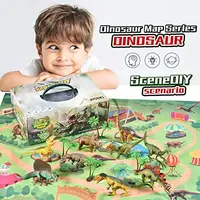 Dinosaurs World 3D Dino Educational Realistic Dinosaur Play Set Activity Play Mat Including T-Rex Triceratops Collection Toy Kid 2