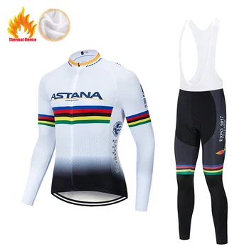 

New 2020 ASTANA Men Long Sleeve Bike Clothes Winter Thermal Fleece MTB Bicycle Clothing Cycling Jersey set Outdoor sportswear