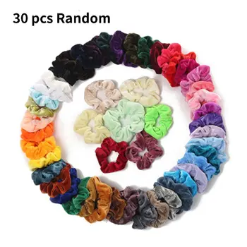 

30 Soft Velvet Women'S Elastic Hair Ring Rubber Bands Sweet Girls Hair Accessories Ponytail Holder Headdress Headwear Colon Roll