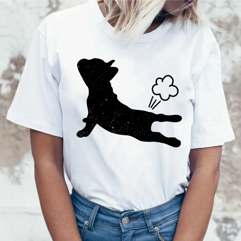 

Female Cartoon Kawaii Korean Clothes Ulzzang French Bulldog Funny T Shirt Women Harajuku T-shirt Tshirt Top Tee Shirts