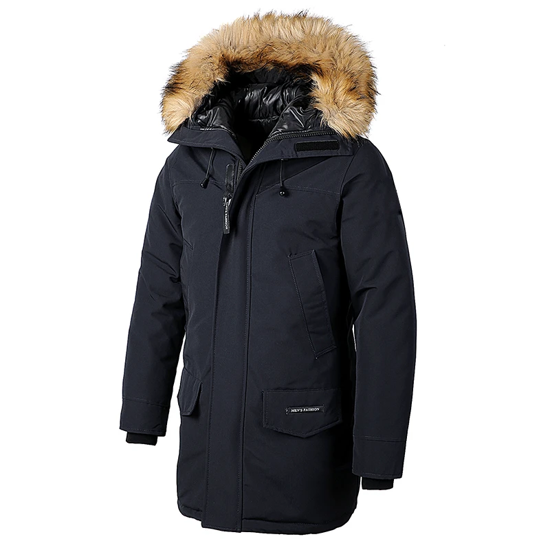 30* Мужская зимняя теплая куртка с меховым воротником, длинная толстая хлопковая Повседневная парка, Мужская Брендовая верхняя одежда с карманами, водонепроницаемая куртка-парка - Цвет: Blue 325