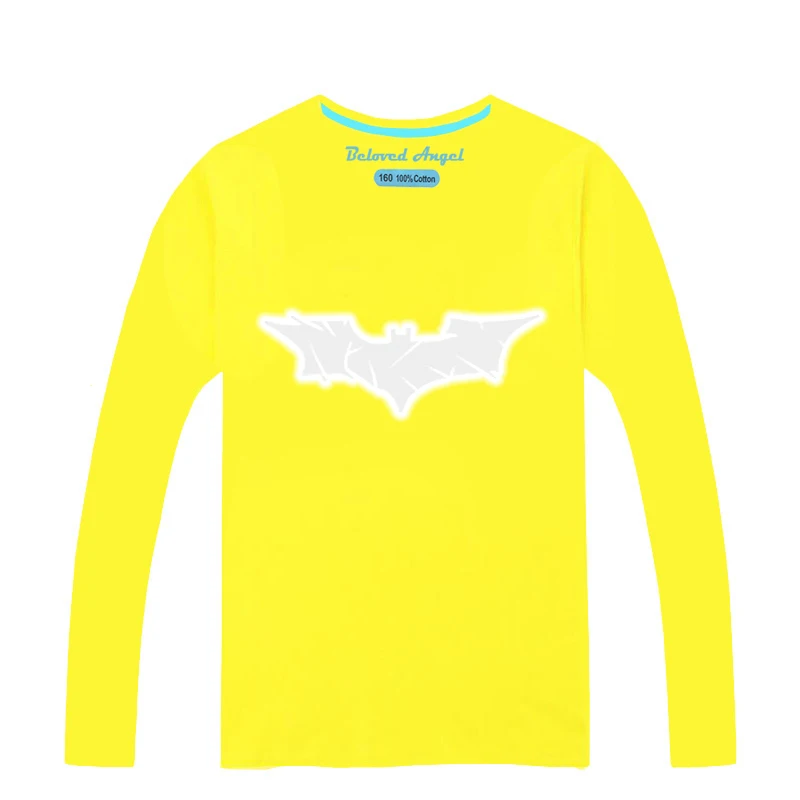 Светящиеся футболки с длинными рукавами в стиле Мстителей для мальчиков и девочек, футболка с суперменом и Бэтменом Детские Рождественские топы для маленьких девочек, От 3 до 15 лет дизайны