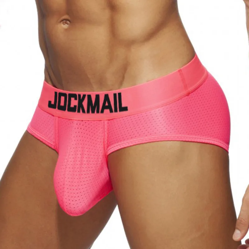 JOCKMAIL 2022 new sexy mesh men's underwear polyester fiber breathable boxer briefs U convex pouch Gay underpants |