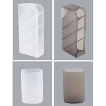 Oblique Insertion Type Frosted Pen Holder Desktop Shelf Makeup Brush Holder Stationery Desk Tidy Container Office Home Supplies 2