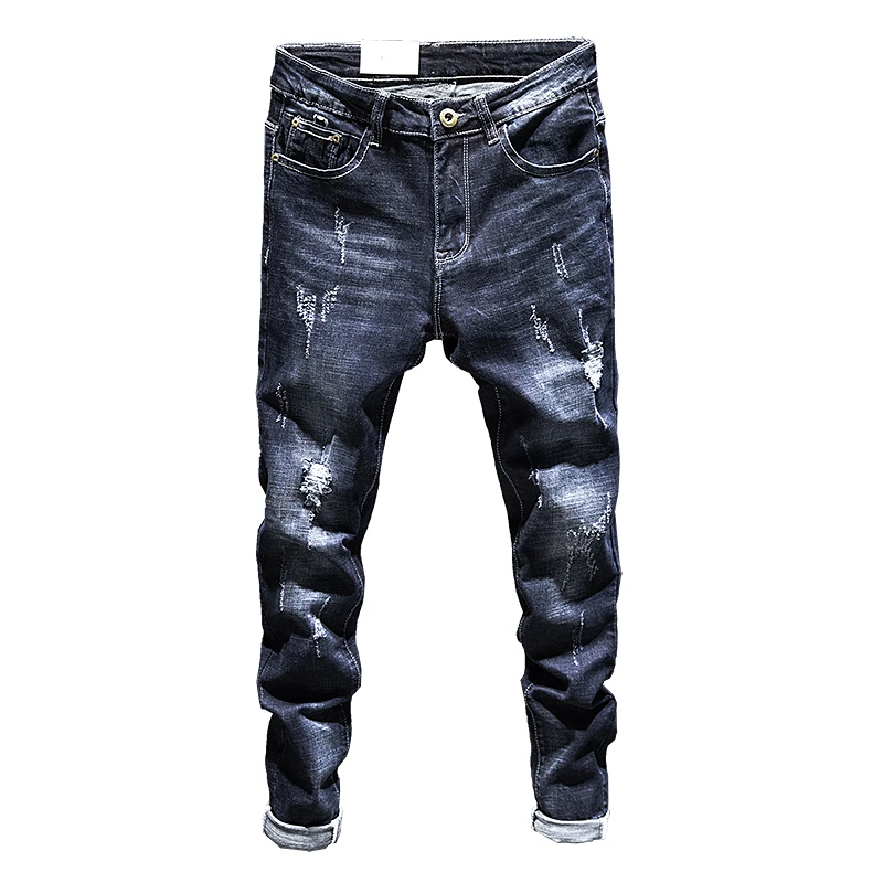 Autumn Spring 21 Brand New Men S Jeans Harajuku Fashion Harem Pants Joker Dark Blue Elastic Denim Trousers Plus Size 28 38 Jeans Aliexpress