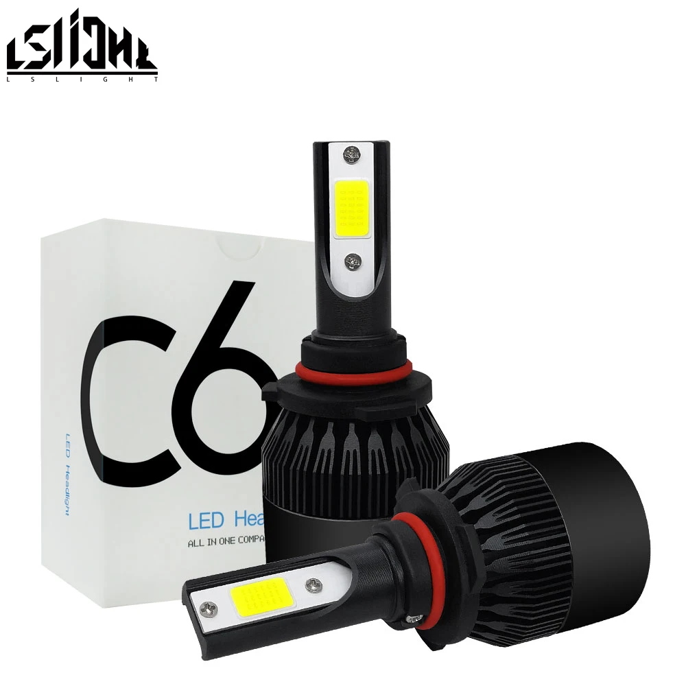 LSlight фар автомобиля ампулы светодиодный H4 H7 H11 H1 H8 9005 9006 HB2 HB3 12V 60W 6000K 12000LM Turbo фаре