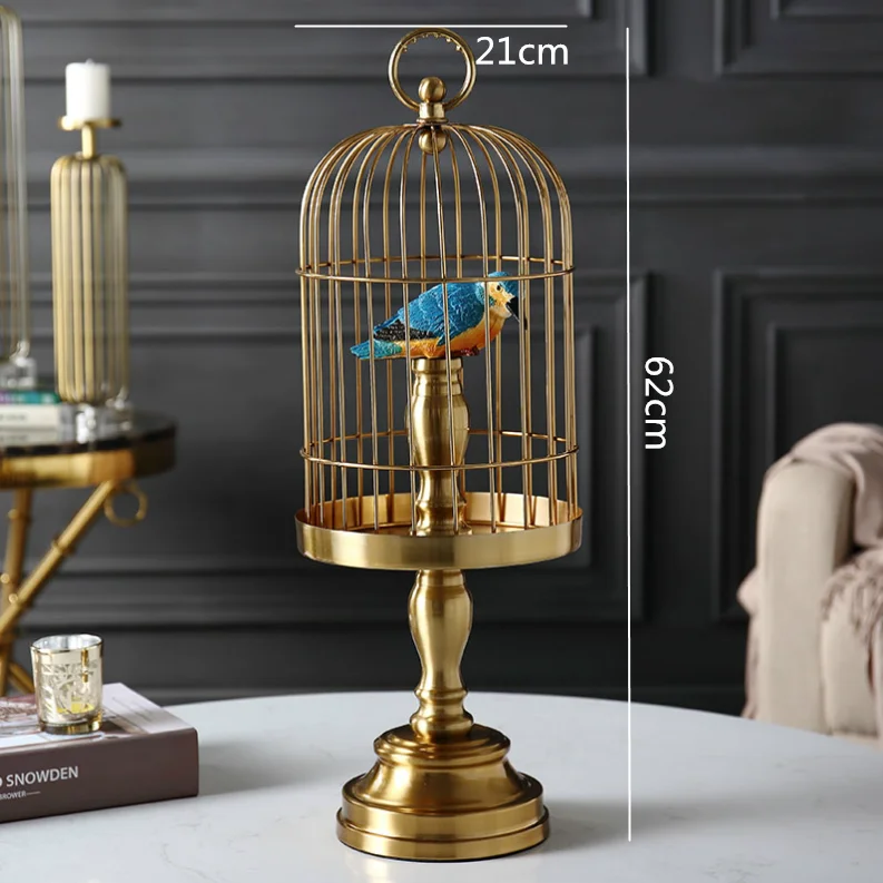 Nordic modern Creative metal Gold Simulated animal Fake bird cage Home Decoration Crafts ornaments home decoration accessories - Цвет: 62x21cm