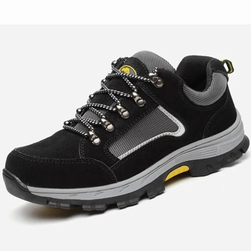 

2019 Men's Work Safety Retro Black Mesh Breathable Sweat-absorbent Cross Straps Anti-puncture Wear-resistant Casual Shoes