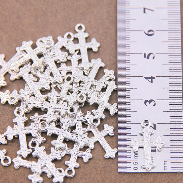 40pcs Simple Style Beads Cross Pendants Charms for DIY Making