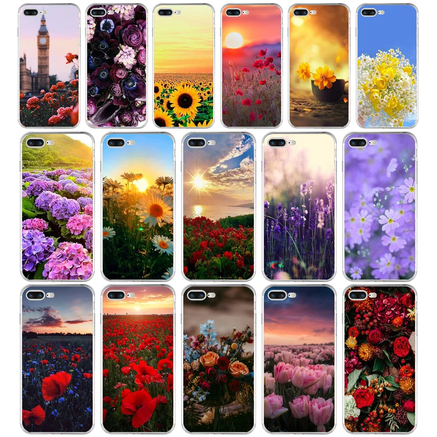 279Fg Red Poppies Cornflowers Custodia Morbida In Silicone Tpu Per Apple Iphone5 5S Se 6 6S 7 8 Plus X Xr Xs Max