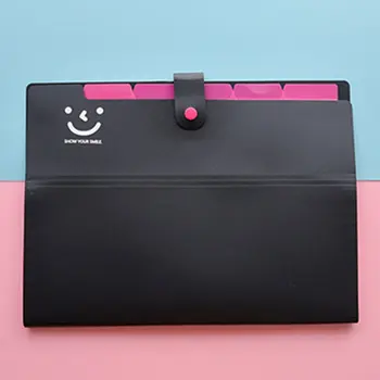

A4 12 Grid Multi-layer Folder Expanding File Folders Document Organizer Cute Smile Organ Bag Student Test Paper Clip Plastic