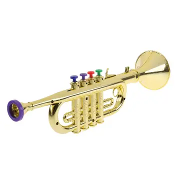

Toy Gold Trumpet Horn for Kids Play Musical Instrument