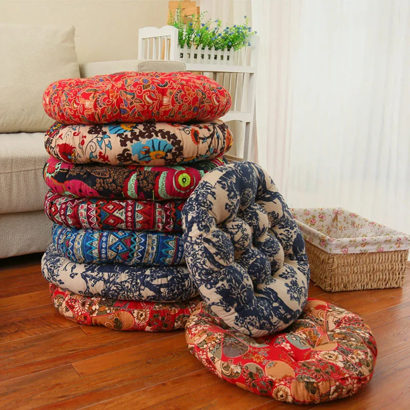 

Thick cotton and linen round pad futon mat cushion fabric floating window mat bohemian fat mat tatami mat yoga mat