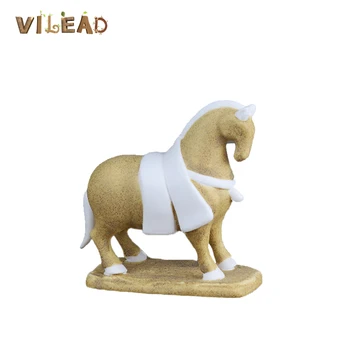 

VILEAD 12cm Ceramic Horse Small Decoration Chinese Vintage Animal Pony Living Room Office Desktop Fengshui Home Decoration