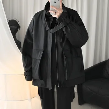 

2020 Spring And Autumn New Trend Korean Version Of Solid Color Loose Retro Net Red Temperament Casual Leather Jacket M-XL