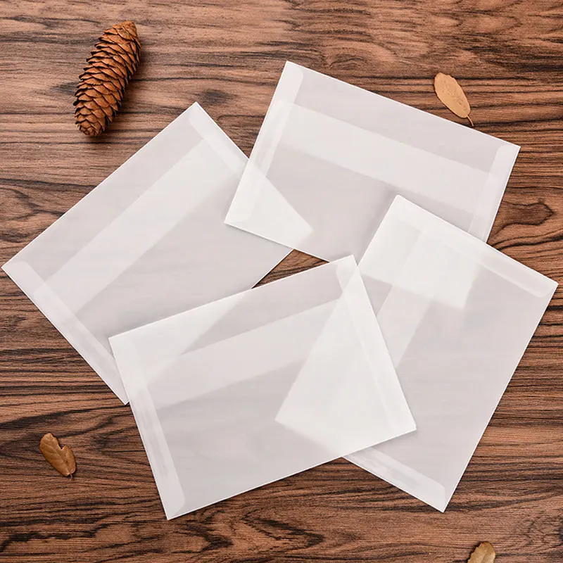 

20 pcs/lot White Transparent sulfate paper envelope postcards Christmas New Year blessing greeting message gift card envelope
