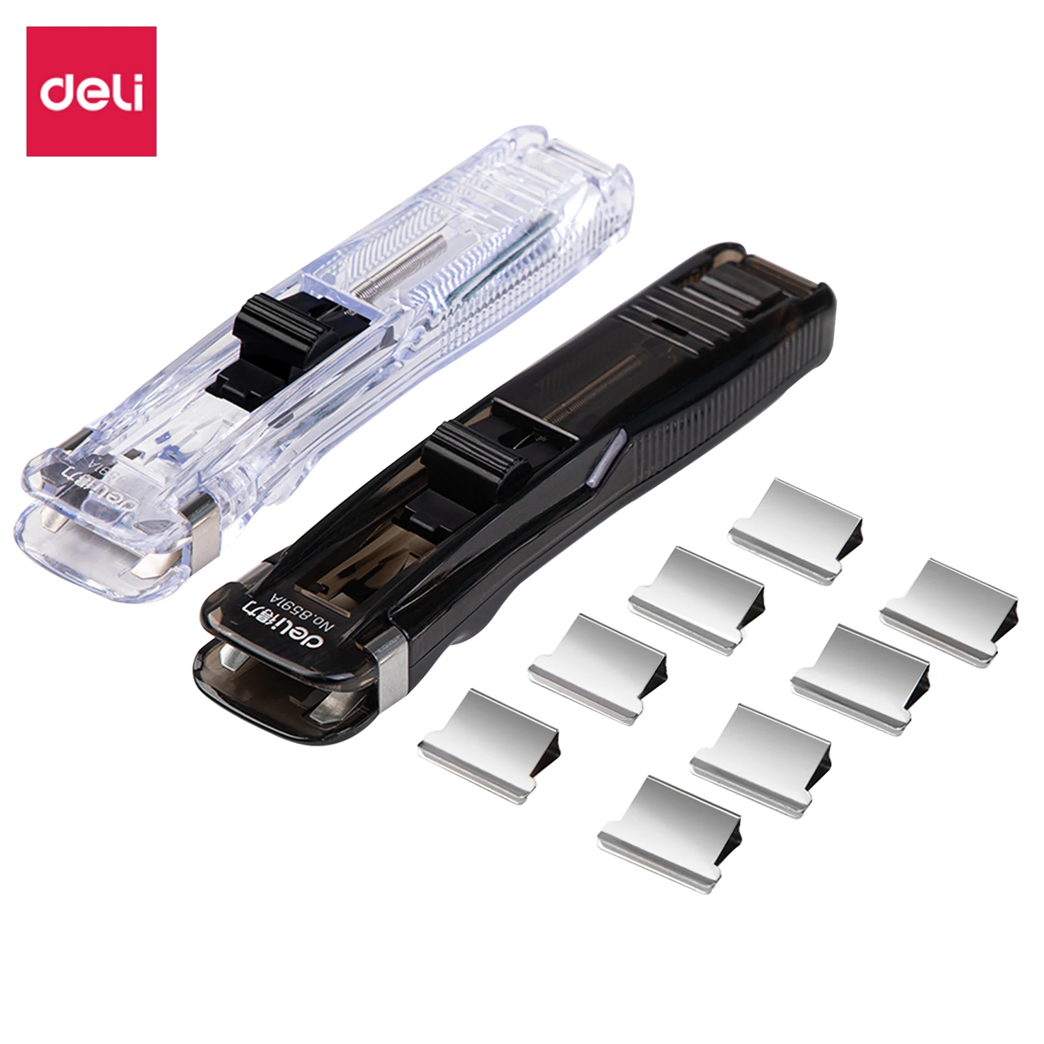 Deli-cortadora de papel manual con recargas, Clips de papel Metal para encuadernar documentos, papelería