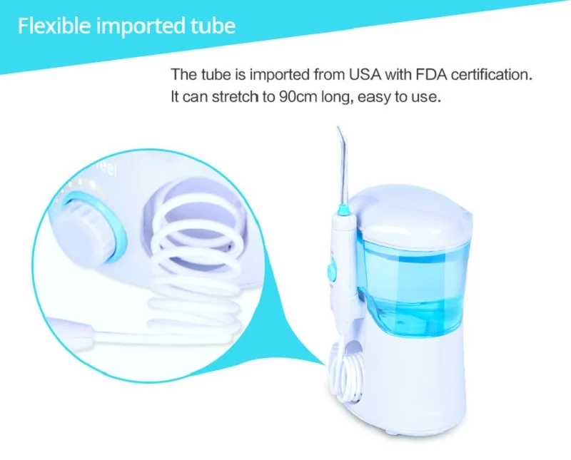 Limpeza dos Dentes Kit de Cuidados Hidro com 7 Elétrica Água Dental Flosser Irrigador Oral Multifuncional Dentários Jato Bocais 600ml 9 dentes jato hidro com 7 bocais