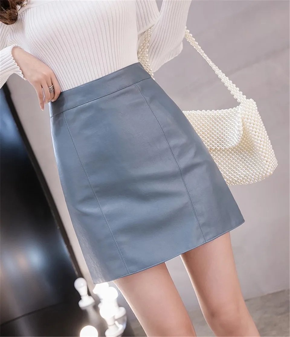 Leather Skirt Mini Pencil Black Women High Waist Skirts Clothing Winter Fall Harajuku Shortvintage Fashion Pu Streetwear