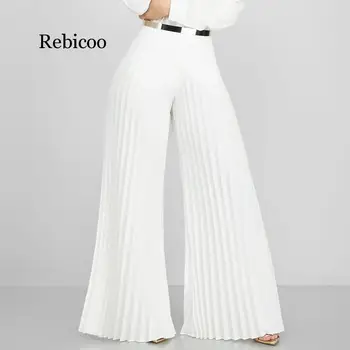 

Office Lady Pleated Wide Leg Pants Women Autumn Work Business Elegant Long Trousers Female Loose High Waisted Pants