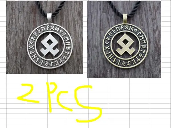 Ожерелье с круглой подвеской viking odal rune - Окраска металла: silver color 1