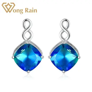 

Wong Rain New 100% 925 Sterling Silver Tourmaline Gemstone Birthstone White Gold Earrings Ear Studs Wedding Jewelry Wholesale