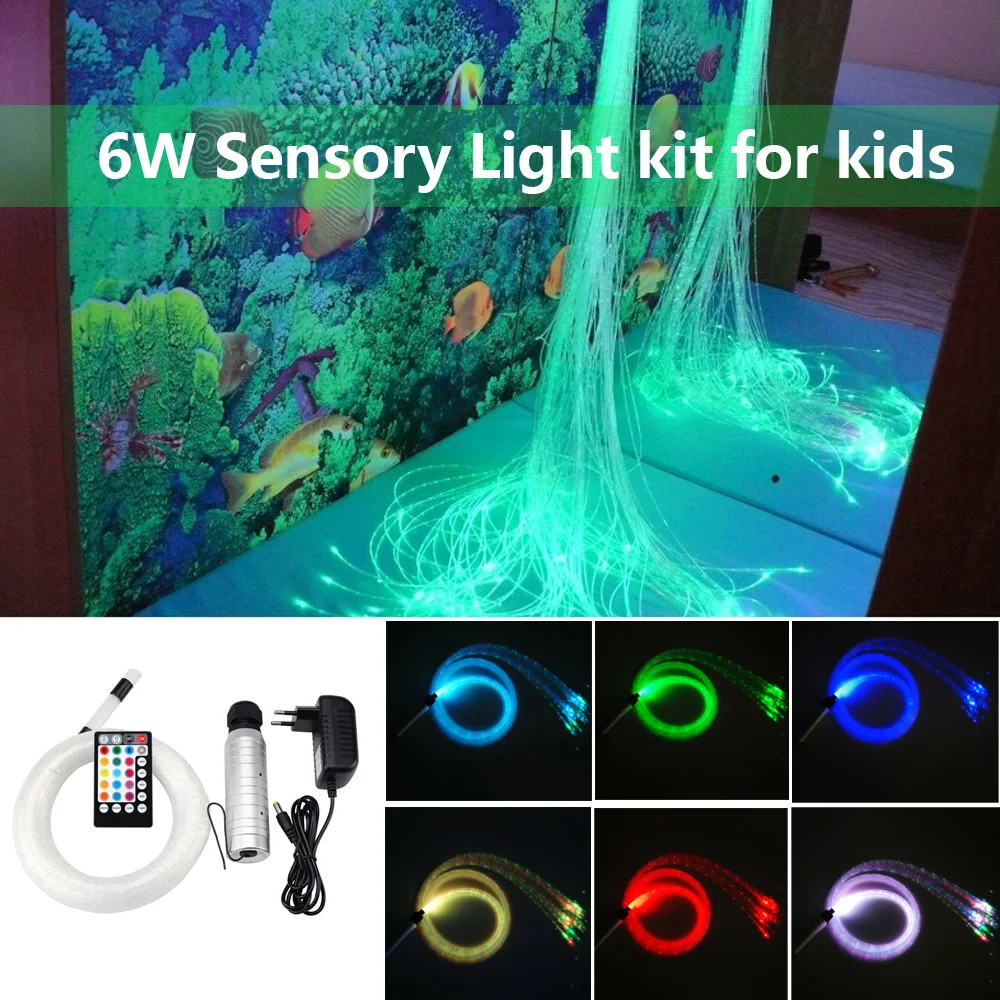 6W RGB волоконно оптический сенсорный светильник 200 шт * 0 75 мм 2 м занавес вспышка