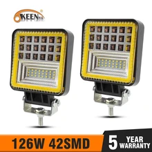 OKEEN 126 Вт 4x4 Светодиодный светильник бар точечное Наводнение комбинированный внедорожный светодиодный светильник на голову для внедорожника, грузовика, трактора, квадроцикла 24 В светодиодный светильник 12 в рабочий светильник