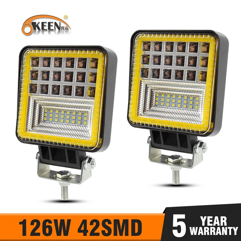 Preise OKEEN 126W 4x4 Led lichtleiste Spot Flut Combo Offroad LED scheinwerfer Für SUV Lkw Traktor ATV 24V LED Bar 12V Arbeits Licht