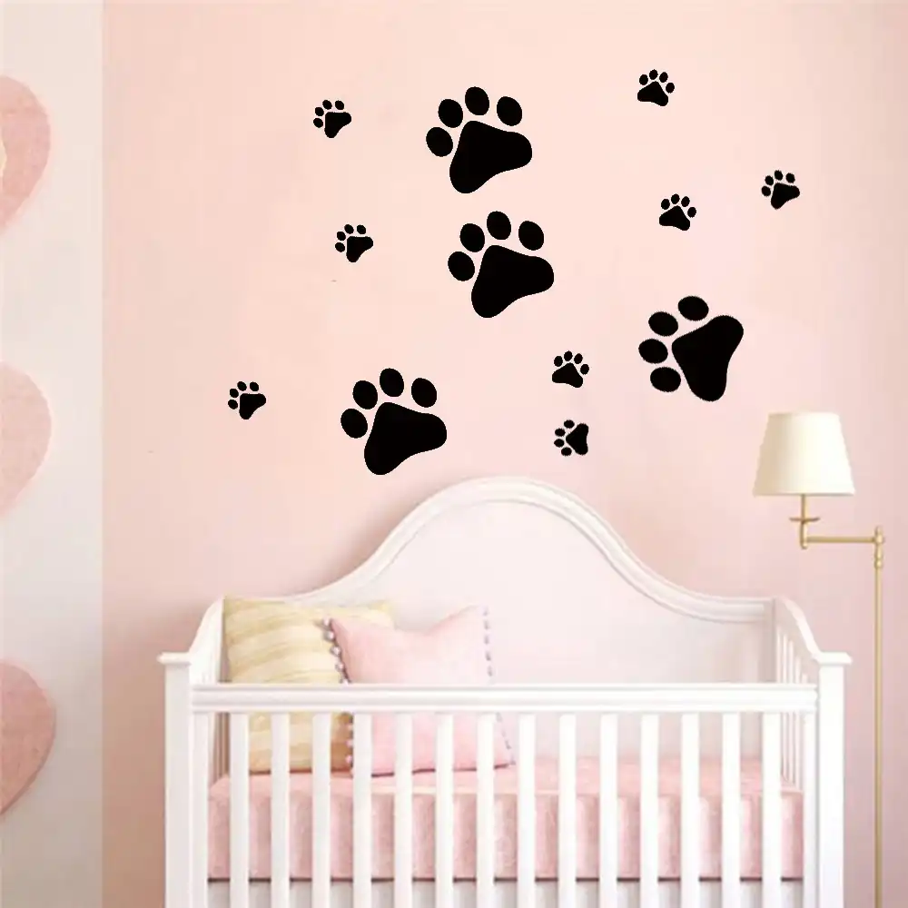 Pawprint wall decal Small Initial /& Dog Name Wall Decal
