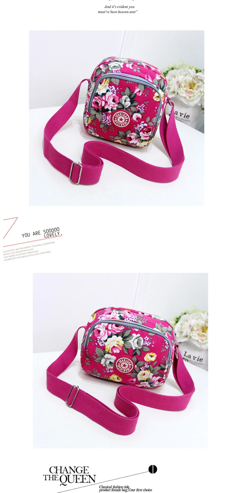 Женская тканевая мини-сумка-мессенджер с цветочным принтом, мини многофункциональная дорожная сумка, трендовая Мумия сумка на плечо