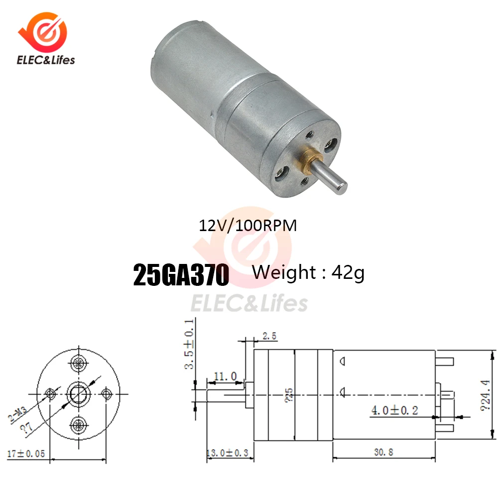 25GA370 12 В 100 об./мин DC мотор-редуктор с высоким крутящим моментом мини микро-металлический Электрический мотор-редуктор для RC умные игрушки части автомобиля робота