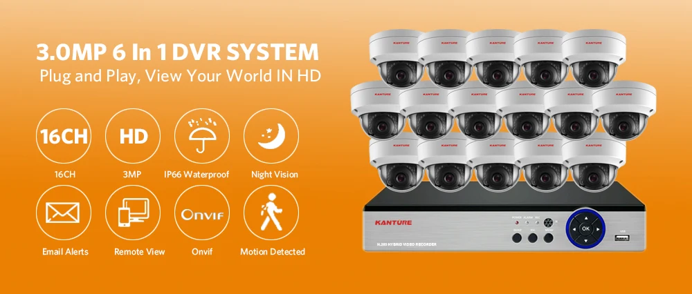 KANTURE h.265+ 16CH 4MP CCTV DVR система AHD 3MP Антивандальная система безопасности для помещений и улицы камера ночного видения комплект видеонаблюдения