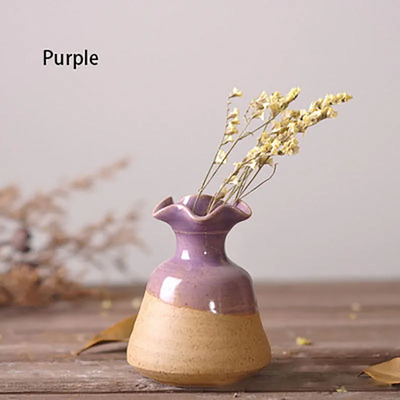 Винтажная Маленькая ваза с лепестками из керамики ручной работы гидропонная