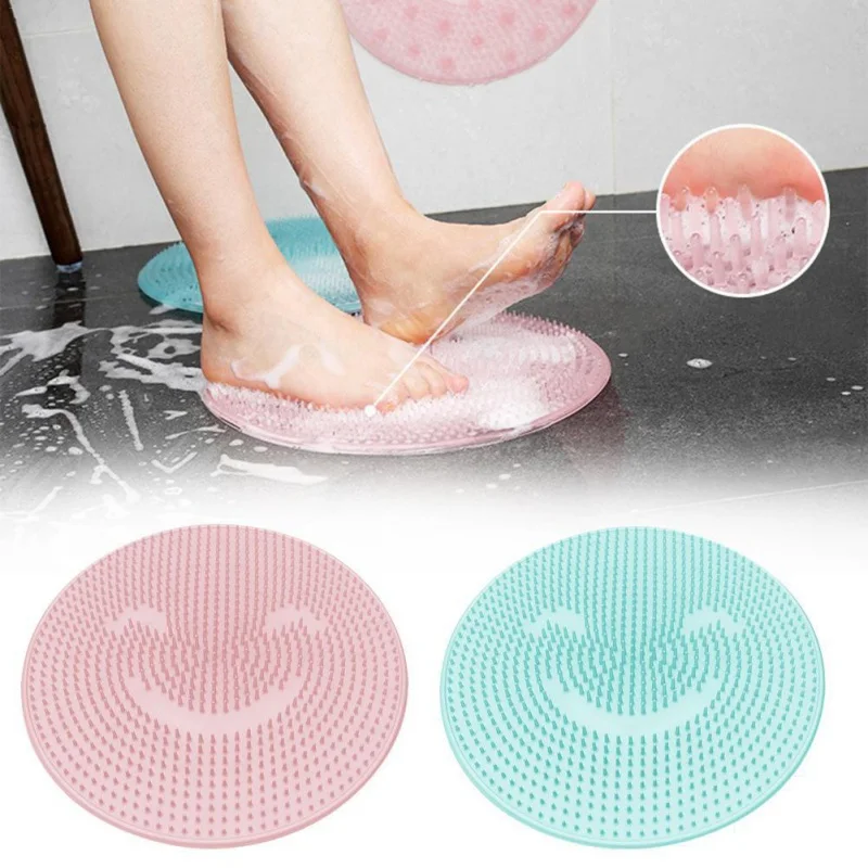 Bath Shower Massager Pad Silicone Back Brush Suction Cup Slippers Bath Foot Brush Dead Skin Remover Wash Non-Slip Pad