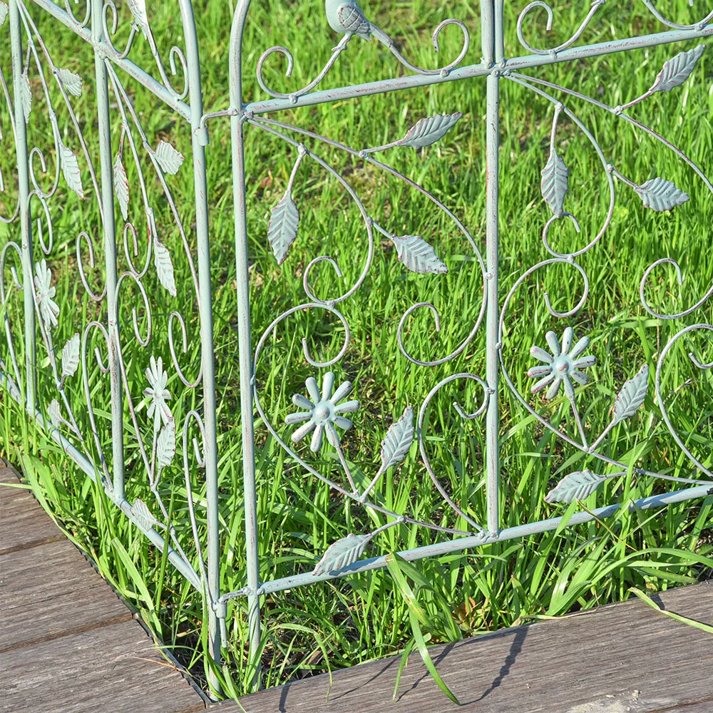 Sungmor Heavy Duty Wrought Iron Garden Picket Fence-4PC Pack(Overall 98" Length, 20" Tall)-Rustic Decorative Landscape Path