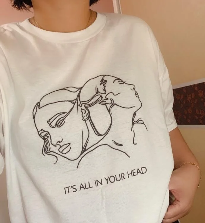 Fashion Show-JF It All in Your Head две головы жонглирование искусство футболка для женщин Tumblr модная Милая графическая футболка хипстеры забавная рубашка