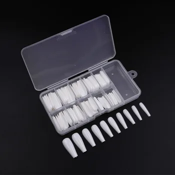 

100pcs Transparent/Natural/Colour Ballerina Nail Art Tips False Coffin Nails Art Tips Flat Shape Full Cover Manicure Fake Nail