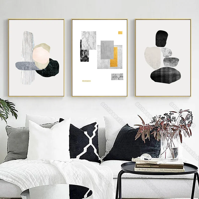Холст в скандинавском стиле Постер и печать нестандартные узоры булыжник мрамор