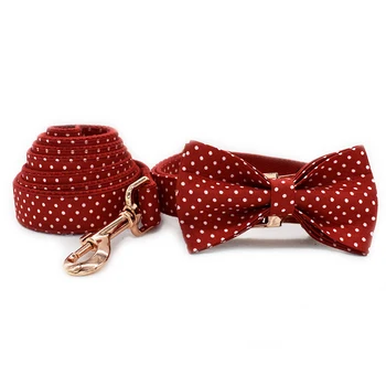 

The dog's belt cat collars pet accessories dog collar with red polka dot bow tie for Small medium dogs dog collar and leash set